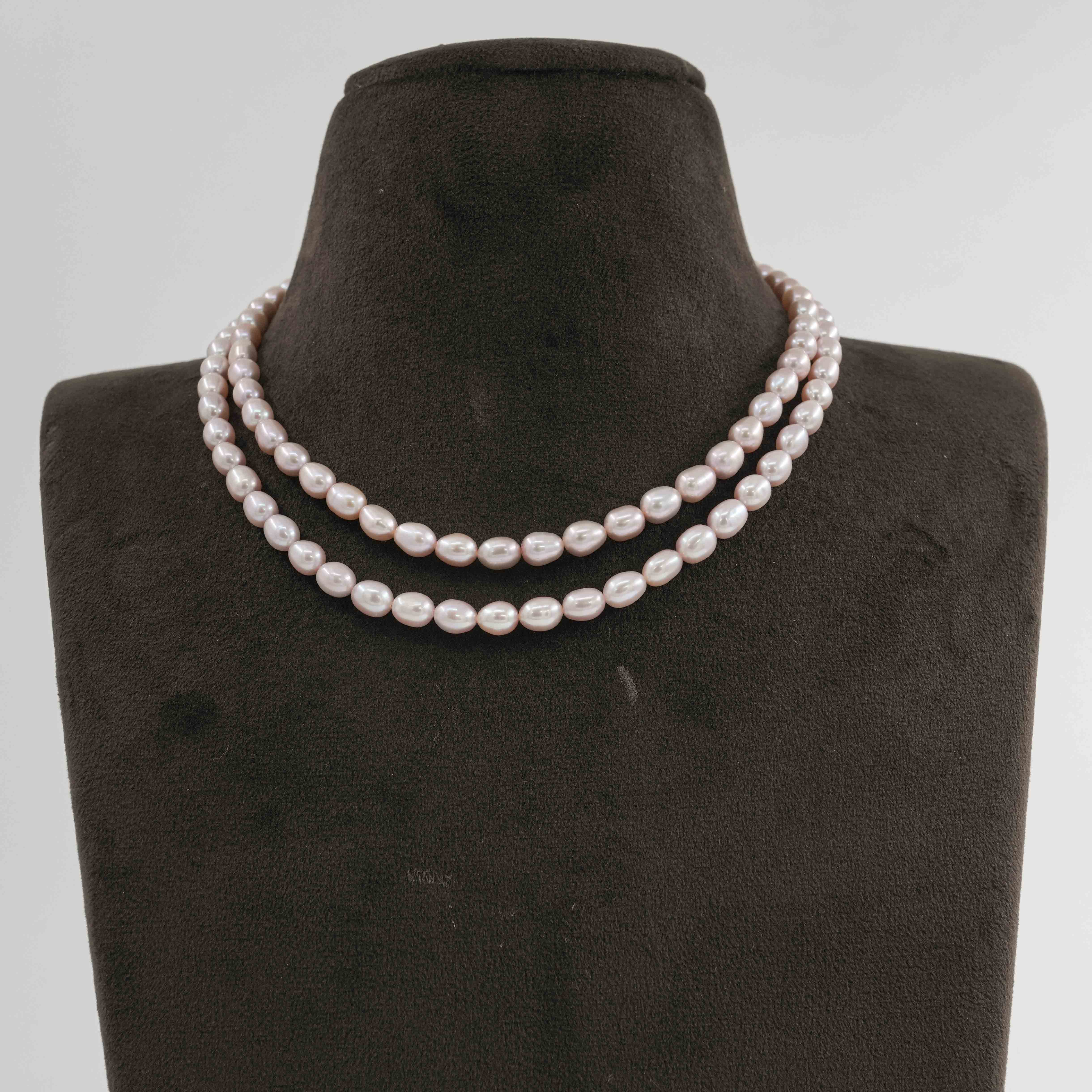 Pink Rice Two Layered Necklace